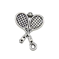 Silver alloy tennis racket and ball charms for DIY jewelry and sports accessories - Tennis Ball and Racket