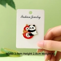 Cute panda enamel pin holding a red lucky bag with golden auspicious characters - New Year Lucky Gourd Panda