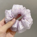 Süßer violetter Organza-Haargummi mit Blumenmuster und feinem weißen Blumendesign - Lila Mit Blumenmuster
