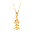 Golden mermaid pendant necklace with white opal stone and yellow zircon accents - Yellow Gem Character (925-6# Gold)