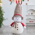 Poupée bonhomme de neige de Noël 110cm avec chapeau tricoté rouge et étoiles pour décor - Bonhomme de Neige No.4 Avec Cache-oreilles Marron / 110cm