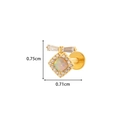 Clou d'oreille en titane G23 doré avec opale carrée et zircone avec mesures de taille - 4# Doré - Opale Carrée