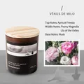 Handmade soy wax candle in brown glass jar with wood lid, Venus de Milo scent, 5 oz - Vénus de Milo