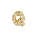 Classic 18k gold letter Q pendant with micro-paved cubic zirconia gemstones - Letter Q