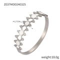 Brazalete de acero de titanio plateado con diseño de panal y esmalte blanco - Plata Blanco
