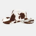 Stylish western cowboy hat with brown and white cow print in plush faux fur material - Heart Top Cow Print Brown