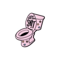 Pin's en émail rose en forme de toilettes avec des étoiles dorées et un cœur bleu - Je n'ai pas besoin de tes conneries (QHXZ2928)