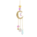 Acchiappasole dorato con luna e stelle e prismi di cristallo per decoro giardino - Faccia di Luna Stile 4