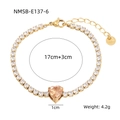 18K gold-plated stainless steel tennis bracelet featuring orange-pink heart-shaped zircon - Gold Orange Zirconia