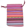 Ethnic style drawstring cotton bag with colorful woven stripes for gift packaging - 10*14cm / Thin Stripes 24