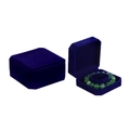 Octagonal velvet jewelry boxes in dark blue showing open and closed views with bracelet insert - Sapphire Blue