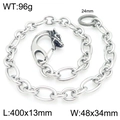 Silver stainless steel punk wallet chain with wolf head hook and 3:1 O-link structure - Exquisite Dragon Head Style-40cm(KK121-Z)