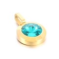 Round golden pendant necklace featuring a faceted turquoise gemstone insert - Cyan Blue Gemstone Gold Base (KP100720-K)