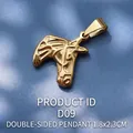 Detailed macro view of an 18K gold plated horse head pendant with D09 sizing - Gold Horse Head (D09)