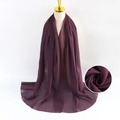 Purple pearl chiffon scarf with soft drape and detail view of lightweight bubble fabric - Purple