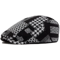 Klassieke zwart-witte houndstooth patchwork pet in retro Britse stijl voor dames - Verstelbaar / Zwart & Wit