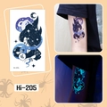 Luminous blue snake and moon tattoo sticker Hi-205 for Halloween cosplay and night glow - Hi-205 Witch Snake
