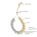Detail of adjustable copper beaded bracelet with 0.6cm and 1cm gold-silver metal beads - Contrast Bead Style / Gold and Silver