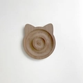 Detail shot of cat-ear shaped walnut wood jewelry tray showing natural grain texture - Walnut Wood Cat Ears