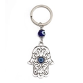 Portachiavi Mano di Fatima argento con amuleto blu Evil Eye e perline decorative - Mano di Fatima