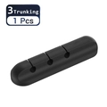 Black 3-slot silicone cable organizer for USB management and desk wire holder - 3-strand / Black