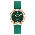 Minimalist quartz watch with green frosted strap and rose gold faceted case for women - Green