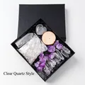 Set regalo in quarzo trasparente con prisma, cuore e cristalli grezzi in scatola nera - Quarzo Ialino