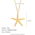 Collar de estrella de mar de acero inoxidable chapado en oro de 18K con textura martillada - Collar de Estrella de Mar Martillada - Dorado