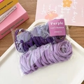 Purple high-elasticity hair ties set in clear bag with colorful decorative props - Purple Series 50Pcs