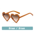 Children heart-shaped sunglasses with brown glitter scalloped frame and gradient lenses - Jelly Tea