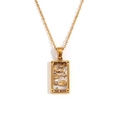 Gold-plated tarot The Moon necklace with mother of pearl and crystal accents - Gold-Moon