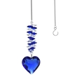 2 pcs blue heart crystal suncatcher pendant with beads for anniversary and valentine gifts - Ocean Blue Heart