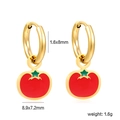 18K gold stainless steel hoop earrings with a cute red tomato enamel pendant charm - Tomato Style (EA56190EG)