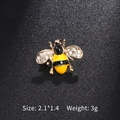 Golden bee brooch with yellow black enamel and rhinestones 2.1x1.4 cm 3g - Yellow Black Enamel Mini Bee