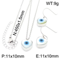 Silver evil eye jewelry set with heart necklace and earrings in blue and white - Heart Silver 2-Piece Set (KS192614-K)
