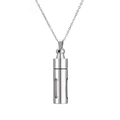 Minimalist stainless steel perfume bottle pendant necklace with silver cylindrical locket - Silver