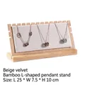 Pink wooden necklace display stand with beige velvet lining measuring 25x7.5x10cm - Beige Velvet