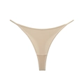 Sexy beige cotton thong with thin straps and high-cut design for fitness - M / Nude