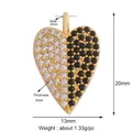 Vergoldeter Herzanhänger mit schwarz-weißem Zirkonia-Besatz und Abmessungen - Gold-Schwarz Weiß Zirkon Herz
