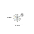 Silver flower stud earring with iridescent opal inlay and screw ball back size 0.79cm - Silver #8