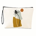 Minimalistische Kosmetiktasche mit Tuschedruck, abstrakten Mustern und Trageschlaufe - 17x25cm (Feines Leinen) mit Gurtband / Böhmisches Abstraktes Muster (xy-019-04)