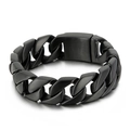 Men's matte black Cuban link chain bracelet with a heavy duty square buckle clasp - Black Frosted Sand