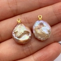 Irregular baroque freshwater pearl charms with golden hoops for jewelry making - Freshwater Pearl