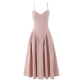 Pink A-line sundress with a corset bodice and pleated skirt on a white background - XS / Pink