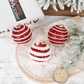 Close-up of red and white glitter Christmas ball ornaments on snowy wooden tray - Red 8cm Candy Color Foam Ball / Set of 3