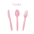 Set di posate in plastica rosa con forchetta coltello e cucchiaio per festa disco - Coltelli Rosa 25 pezzi