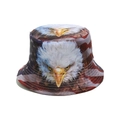 Unisex Fischerhut mit Digitaldruck der US-Flagge und des Weißkopfseeadlers auf Weiß - M (56-58cm) / Adler-Druck