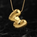 Golden bubble letter E pendant in a creative balloon style made of stainless steel - Gold (W) (Large)