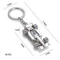 Polished silver F1 racing car metal keychain with 37g weight and 114mm total length - X-035 Silver Hollow F1 Racing Car