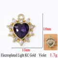 Baroque style heart crystal pendant with pearls and rhinestones in purple and KC gold - Violet (Light KC Gold Plated)